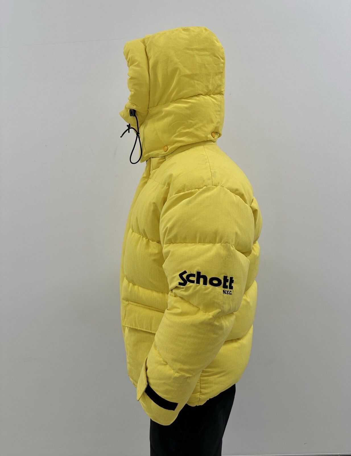 Schott Vintage 1990s 90s Yellow Puffer Down Jacket Schott NYC Men Size US S / EU 44-46 / 1 - 3 Thumbnail