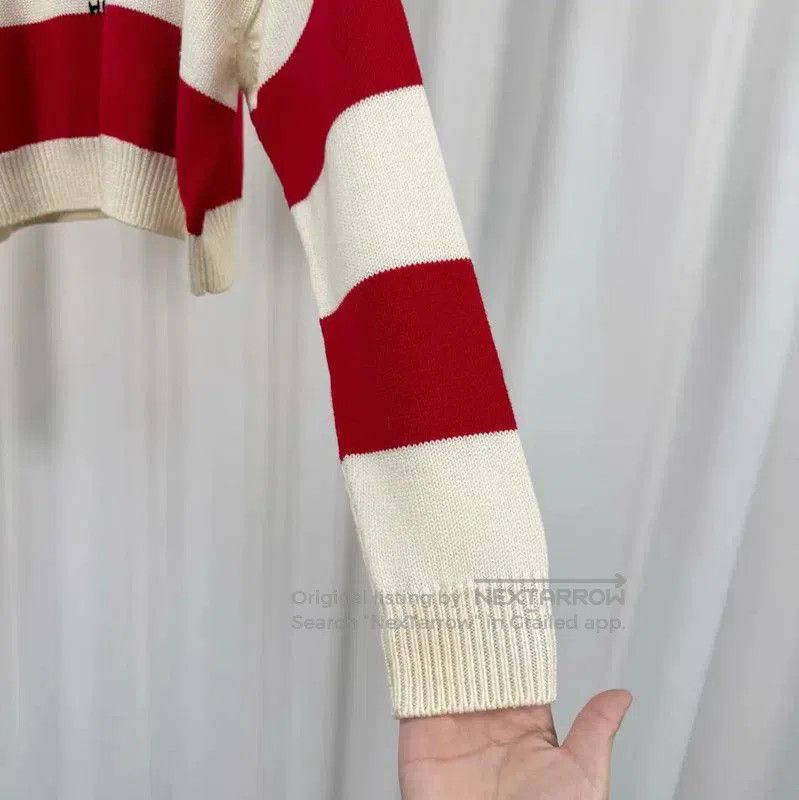 Miu Miu Miu Miu Red and White Striped Cropped Sweater . Size M / US 6-8 / IT 42-44 - 4 Thumbnail