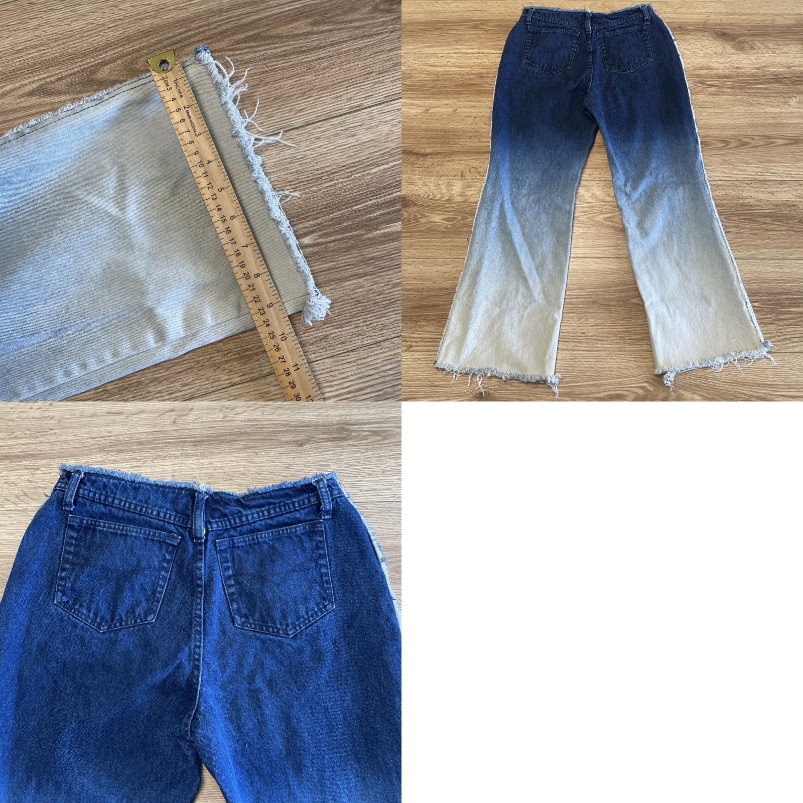 Vintage VINTAGE Carolina Blues Women's Jeans Size 12 Straight Raw Wash Frayed Edges Ombre Blue Size 34" / US 12 / IT 48 - 8 Thumbnail