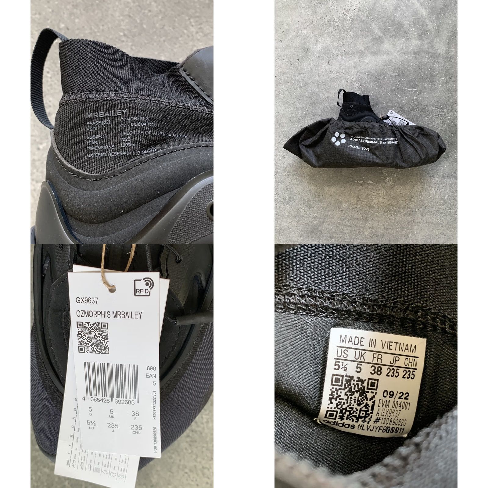 Adidas adidas Core Black GX9637 OZMORPHIS x MRBAILEY Sneaker Men US 5 1/2 EU 38 UK 5 5.5 High Top Synthetic Black 2022 Size US 5 / EU 37 - 9 Thumbnail