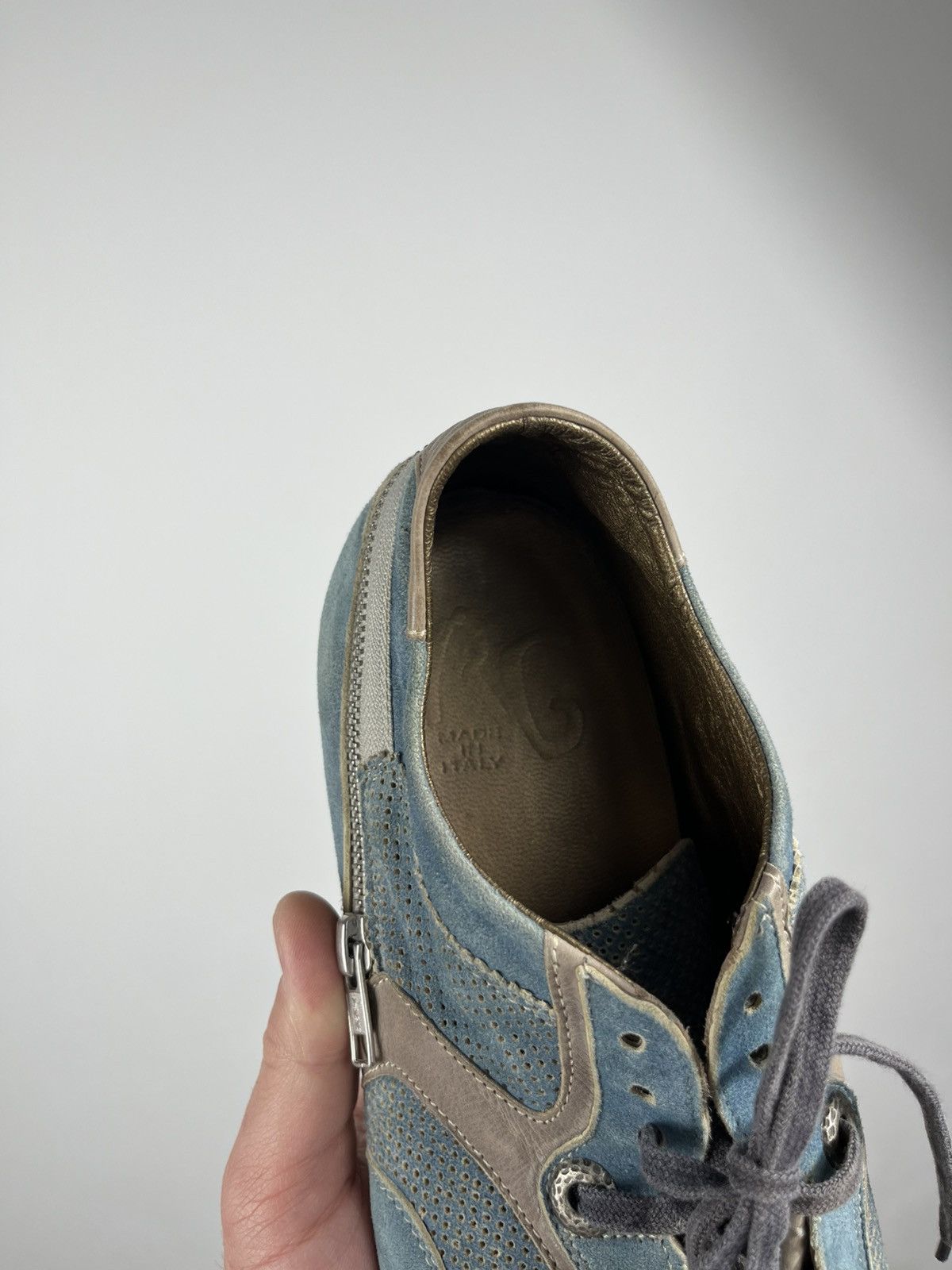 Other RG Italian Suede Leather Shoes Side Zip Perforated EU 42.5 Size US 9.5 / EU 42-43 - 15 Thumbnail
