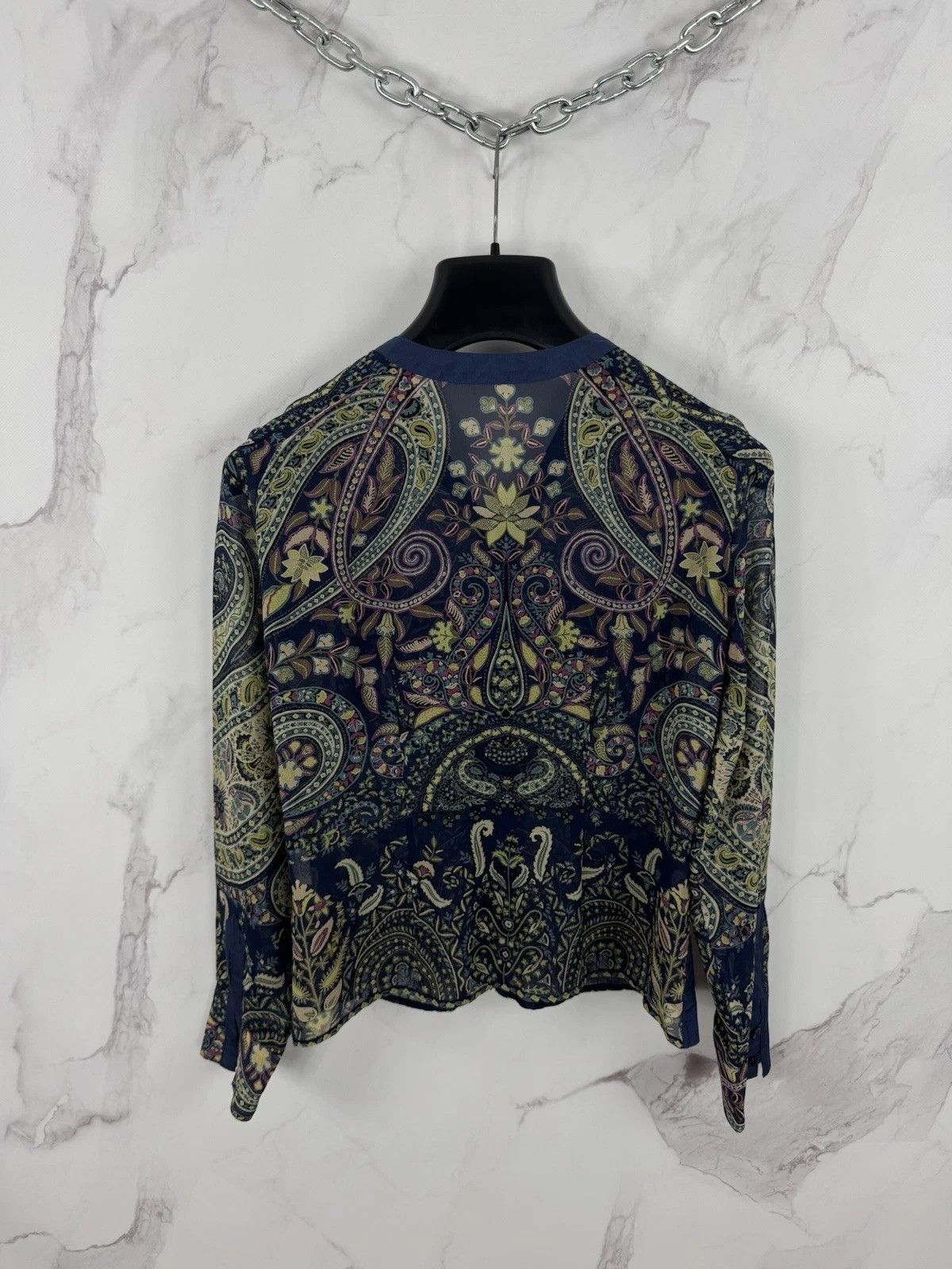 Etro Paisley Pattern Silk Blouse Double Pocket Size 44