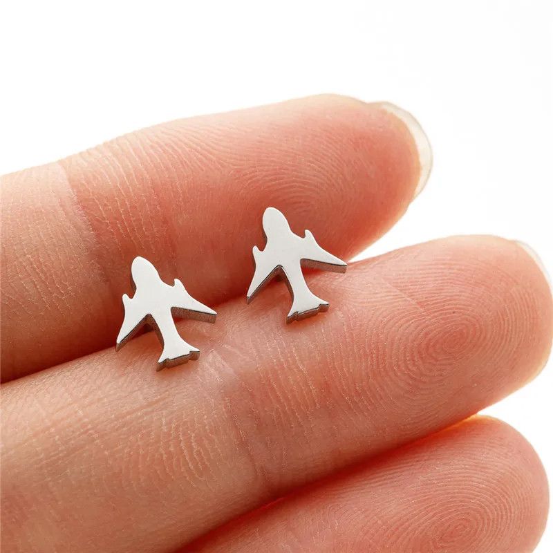 Jewelry Plane Mini Stud Earrings Charm Earring Gift Size ONE SIZE - 1 Thumbnail