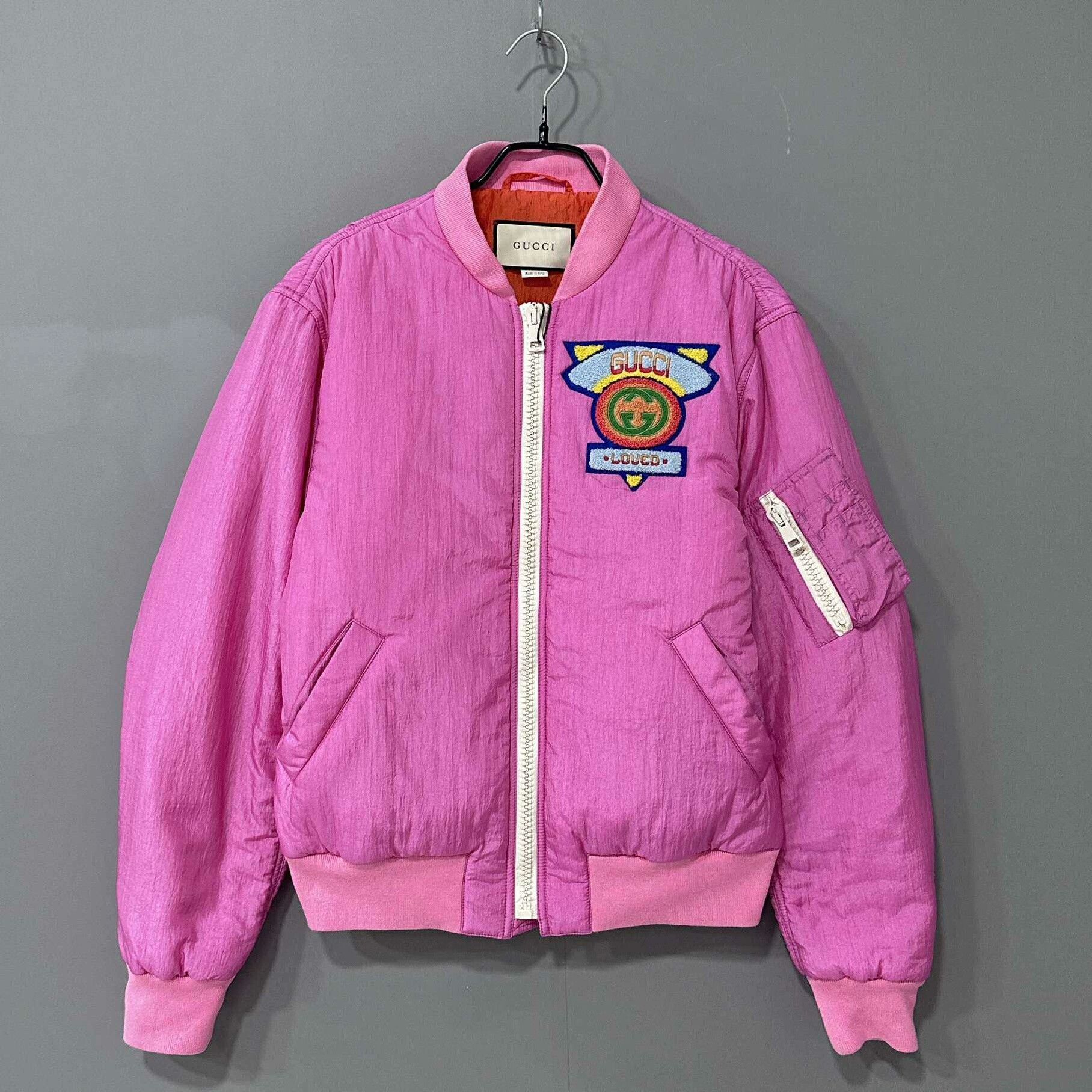 Gucci Pink Flocked Logo Cotton Coat Gucci Size S / US 4 / IT 40 - 1 Thumbnail
