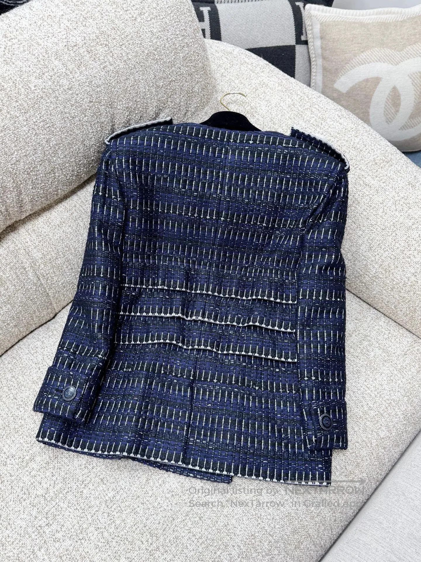 Chanel Chanel Blue Woven Double-Breasted Jacket. Size US M / EU 48-50 / 2 - 3 Thumbnail