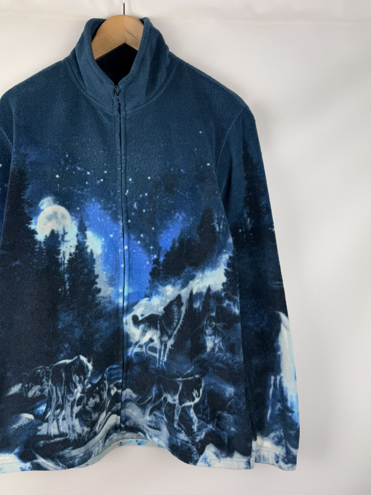 Vintage Vintage Men’s Wolves Patterned Fleece Jacket Size L Size US L / EU 52-54 / 3 - 3 Thumbnail