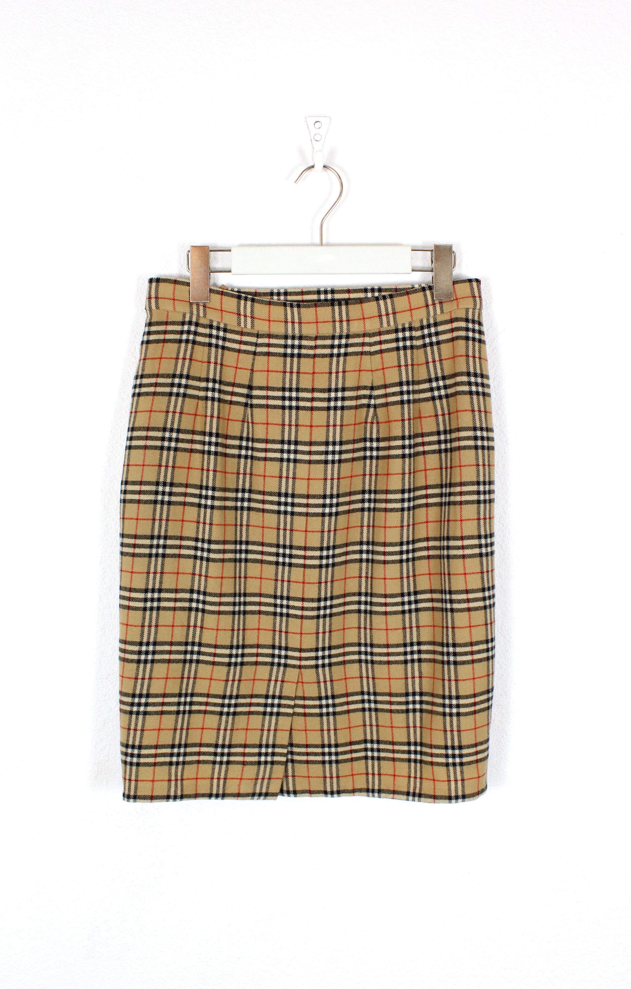 Burberry × Burberry Prorsum Vintage Burberry Beige Check Wool Skirt 90s Size 28" / US 6 / IT 42 - 4 Thumbnail