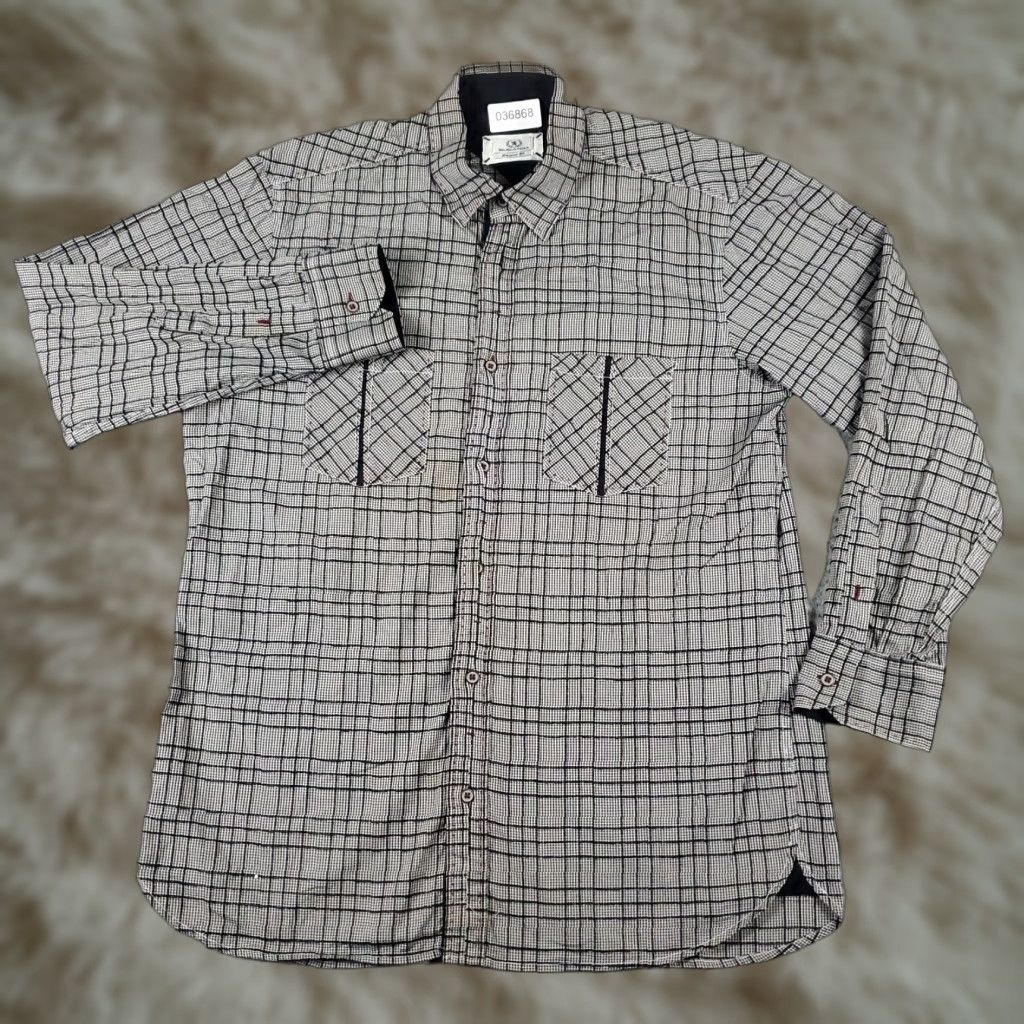 BUGATCHI Bugatchi Uomo Shirt Mens XL Gray/Brown Plaid Button-Up Long Sleeve Casual Formal Workwear Size US XL / EU 56 / 4 - 1 Thumbnail