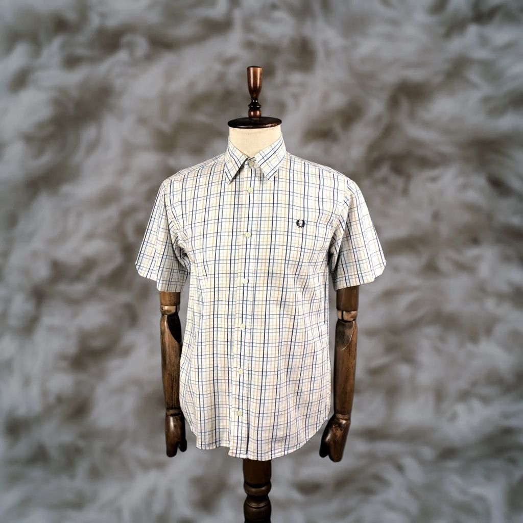 Fred Perry Fred Perry Men's Shirt Ivory Cotton Check Short Sleeve M Size US M / EU 48-50 / 2 - 1 Thumbnail