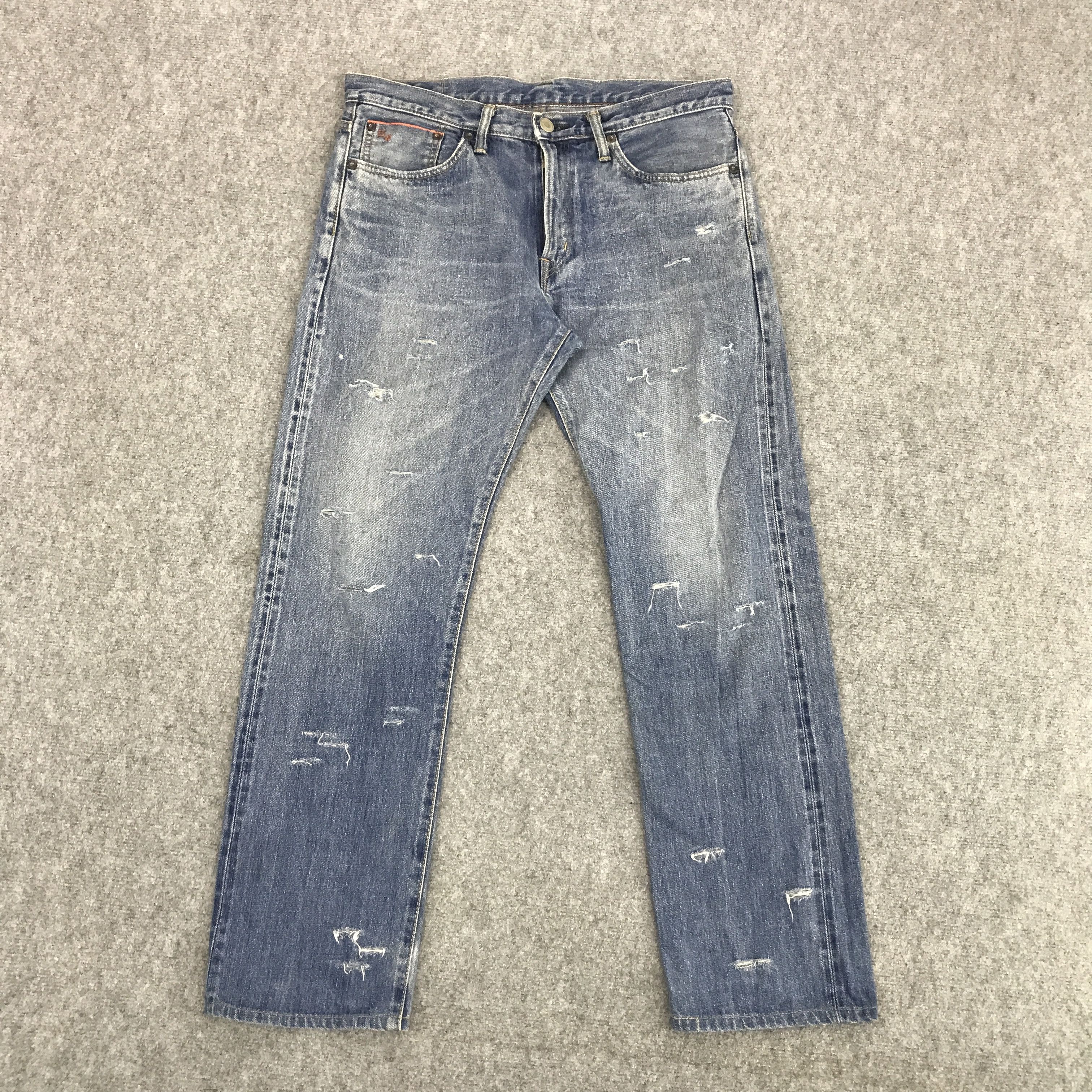 Edwin × Japanese Brand BAGGY EDWIN JAPN DESIGN DISTRESSED JEAN Size US 33 - 1 Thumbnail