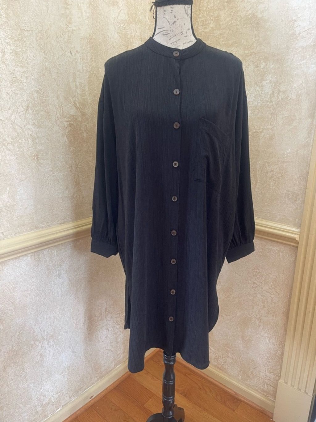 Zara ZARA Black Crinkle Oversized Shirt Tunic Sz S-M NWT Size M / US 6-8 / IT 42-44 - 2 Thumbnail