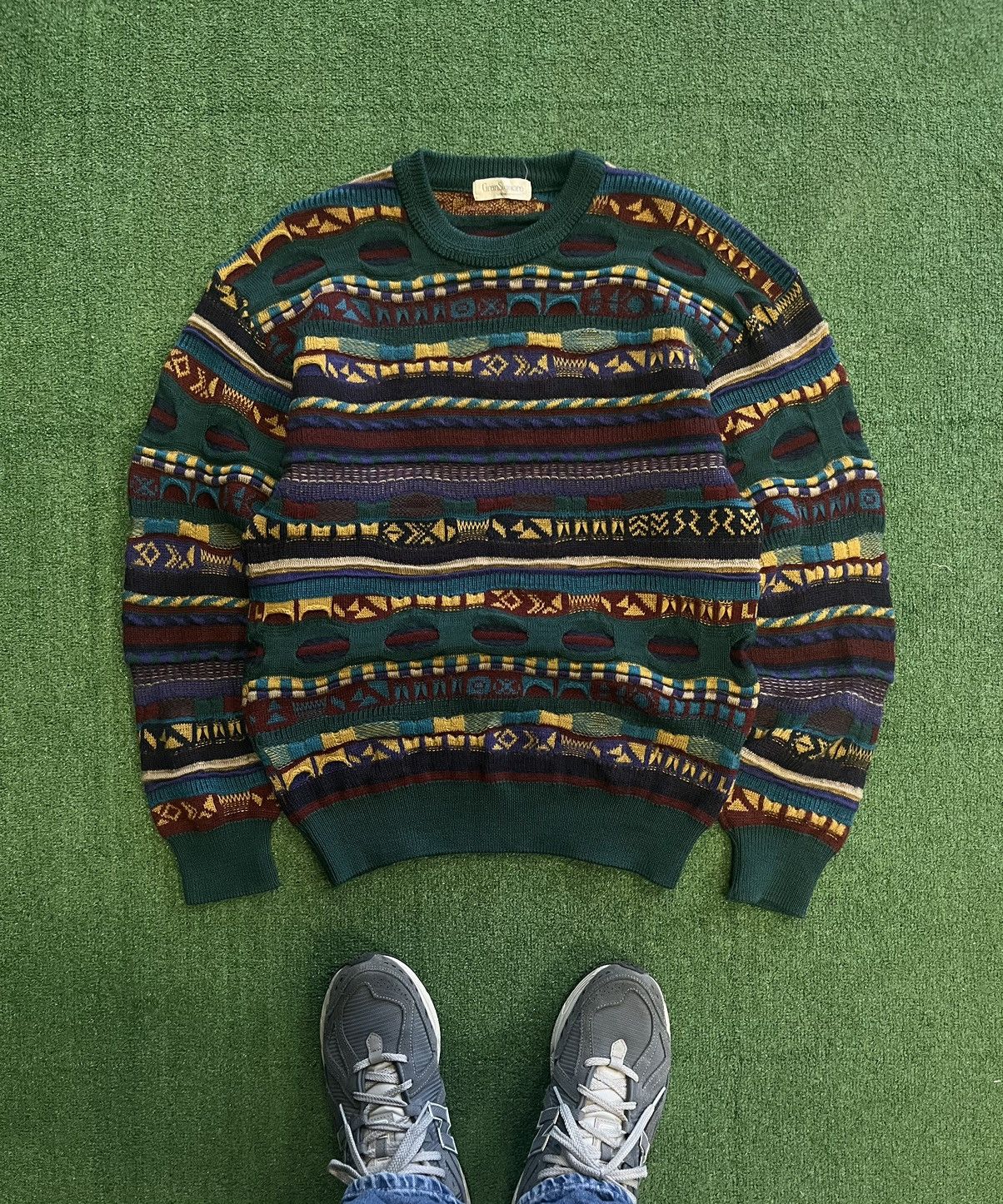 Pre-owned Avant Garde X Vintage 90's Coogi Style Wool Abstract Knitted Japan Sweater In Multicolor