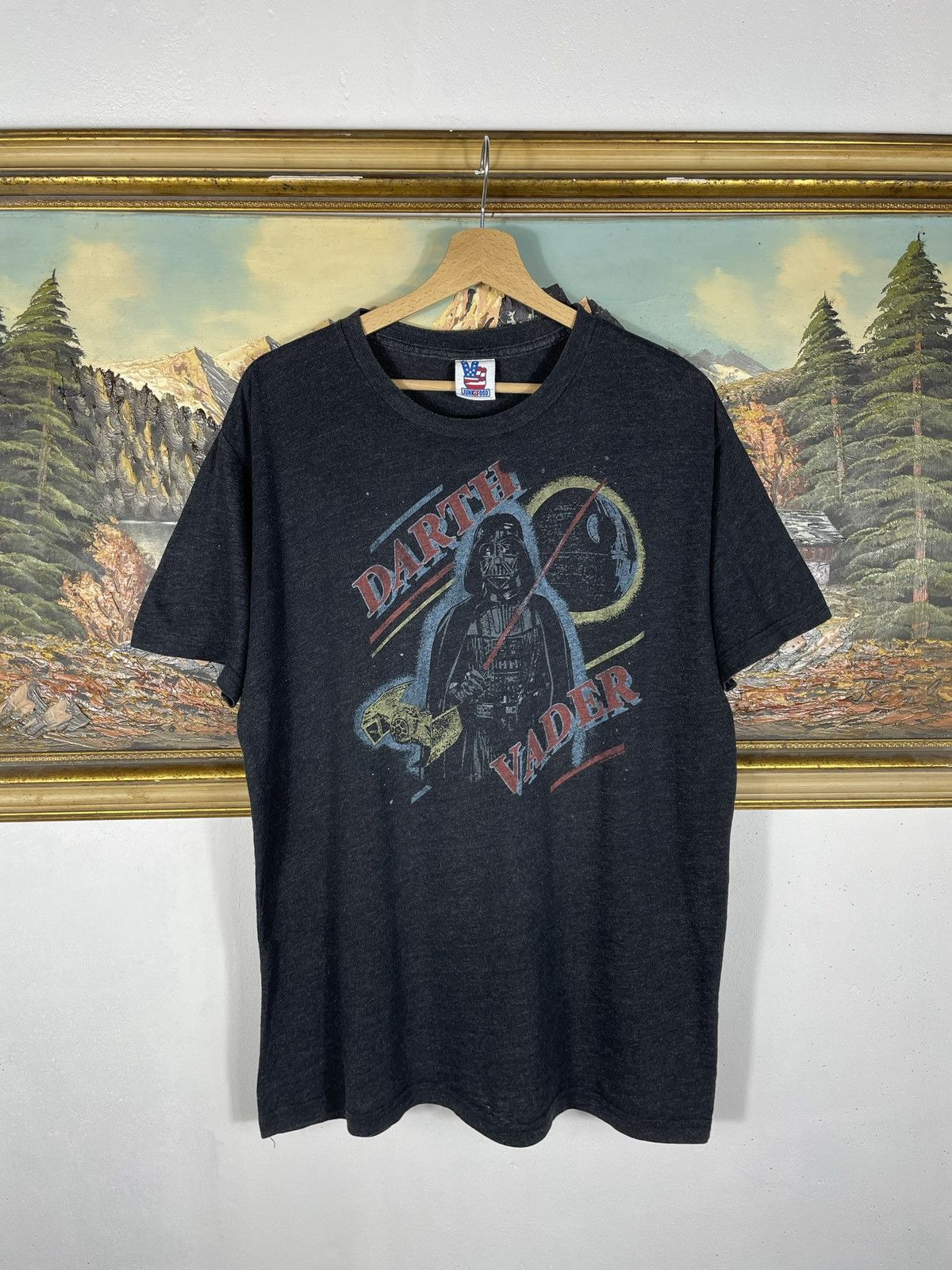 Vintage Y2K Walt Disney shops World Star Wars Black T-Shirt size Large