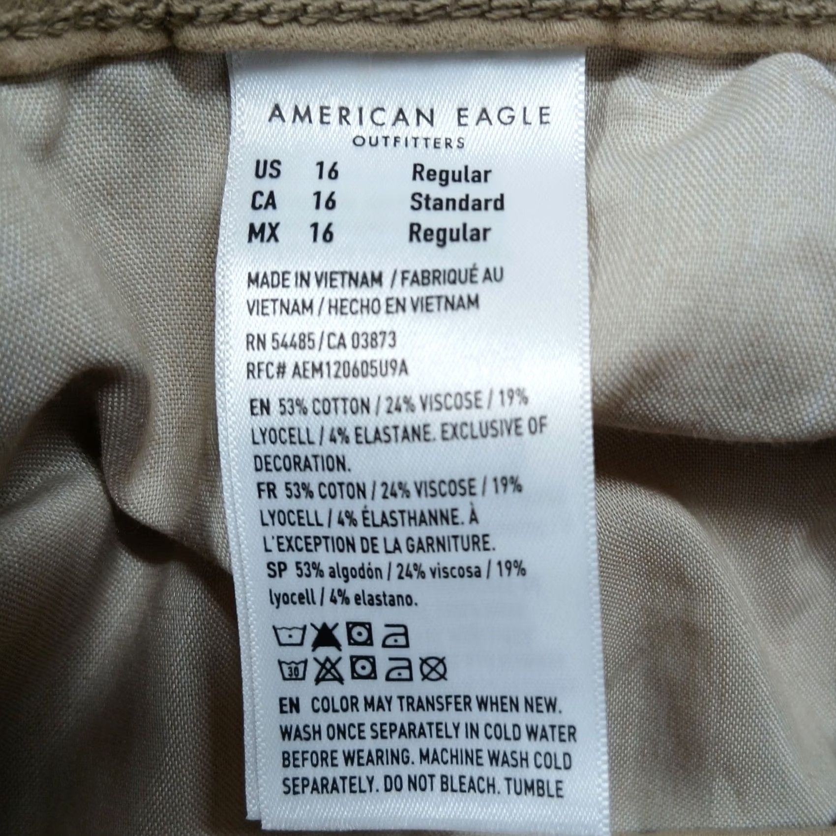 Vintage American Eagle Next Level Stretch Pants Women's 16 Regular Khaki Tan Size 38" / US 16 / IT 52 - 7 Thumbnail
