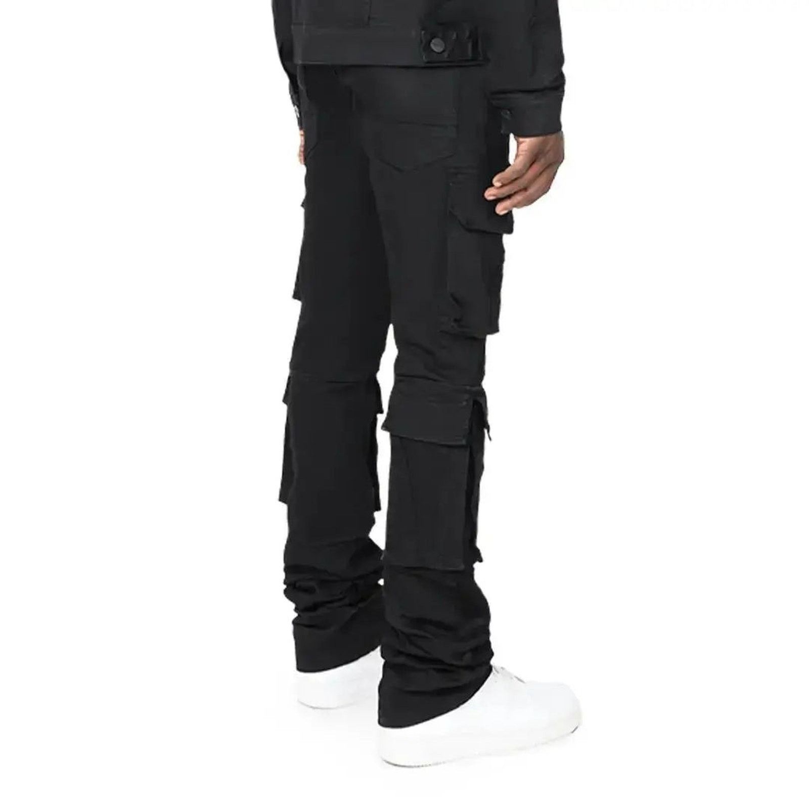 Smoke Rise Smoke Rise Stacked Flare Cargo Jet Black Jeans Size 34×36 Size US 34 / EU 50 - 3 Thumbnail
