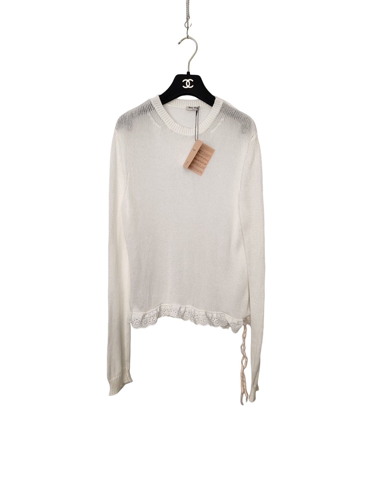 Miu Miu Miu Miu Lace Trim Knit Top Size 42 Size M / US 6-8 / IT 42-44 - 1 Thumbnail
