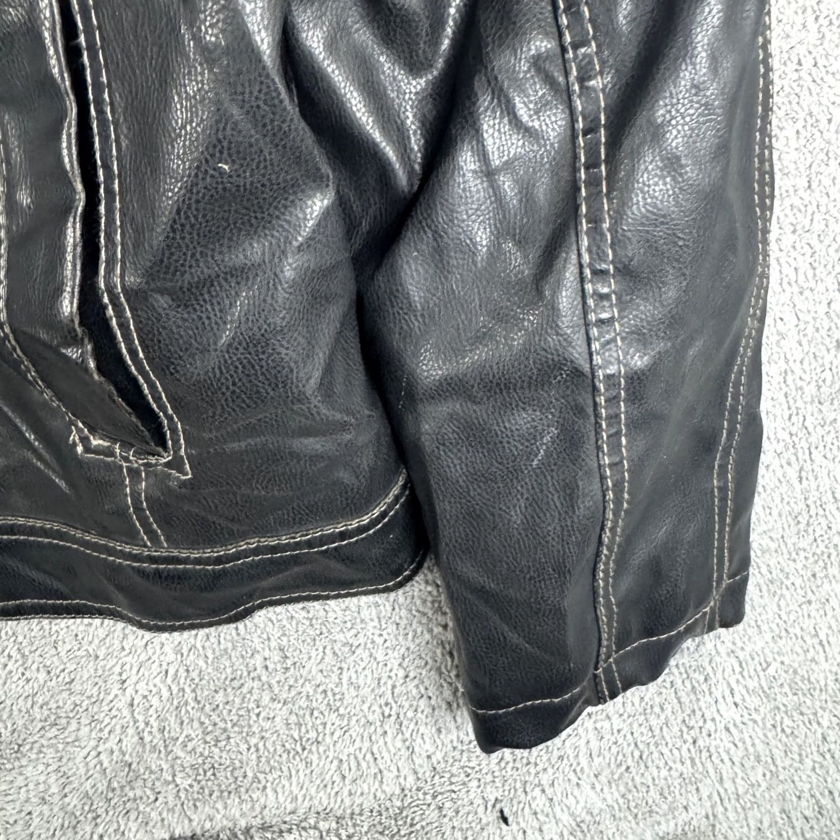 Vintage Columbia Jacket Mens XL Black Faux Leather Moto Full Zip Biker Casual Pockets Size US XL / EU 56 / 4 - 2 Thumbnail
