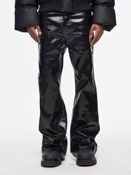 VIBE High street style coated waxed glossy bootcut baggy jeans Size US 30 / EU 46 - 2 Thumbnail