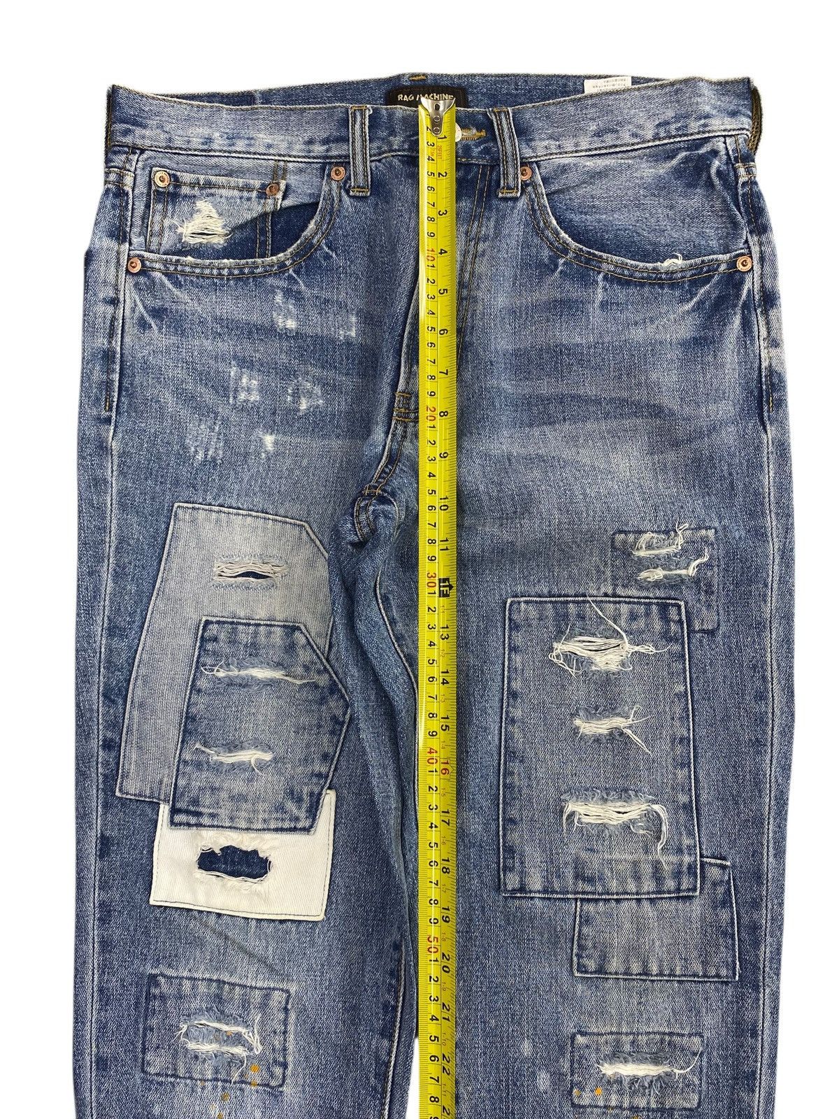Japanese Brand Japanese Brand Acid Blue Wash Style Patchwork Jeans Size US 32 / EU 48 - 6 Thumbnail