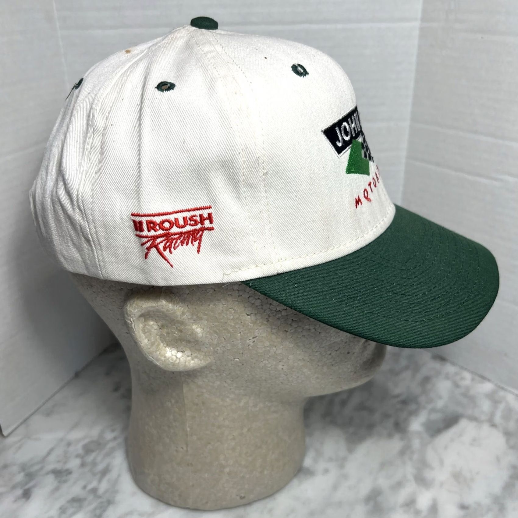John Deere VINTAGE John Deere Motorsports Hat Snapback Roush Racing Chad Little Checkered Flag Mens Size ONE SIZE - 4 Thumbnail