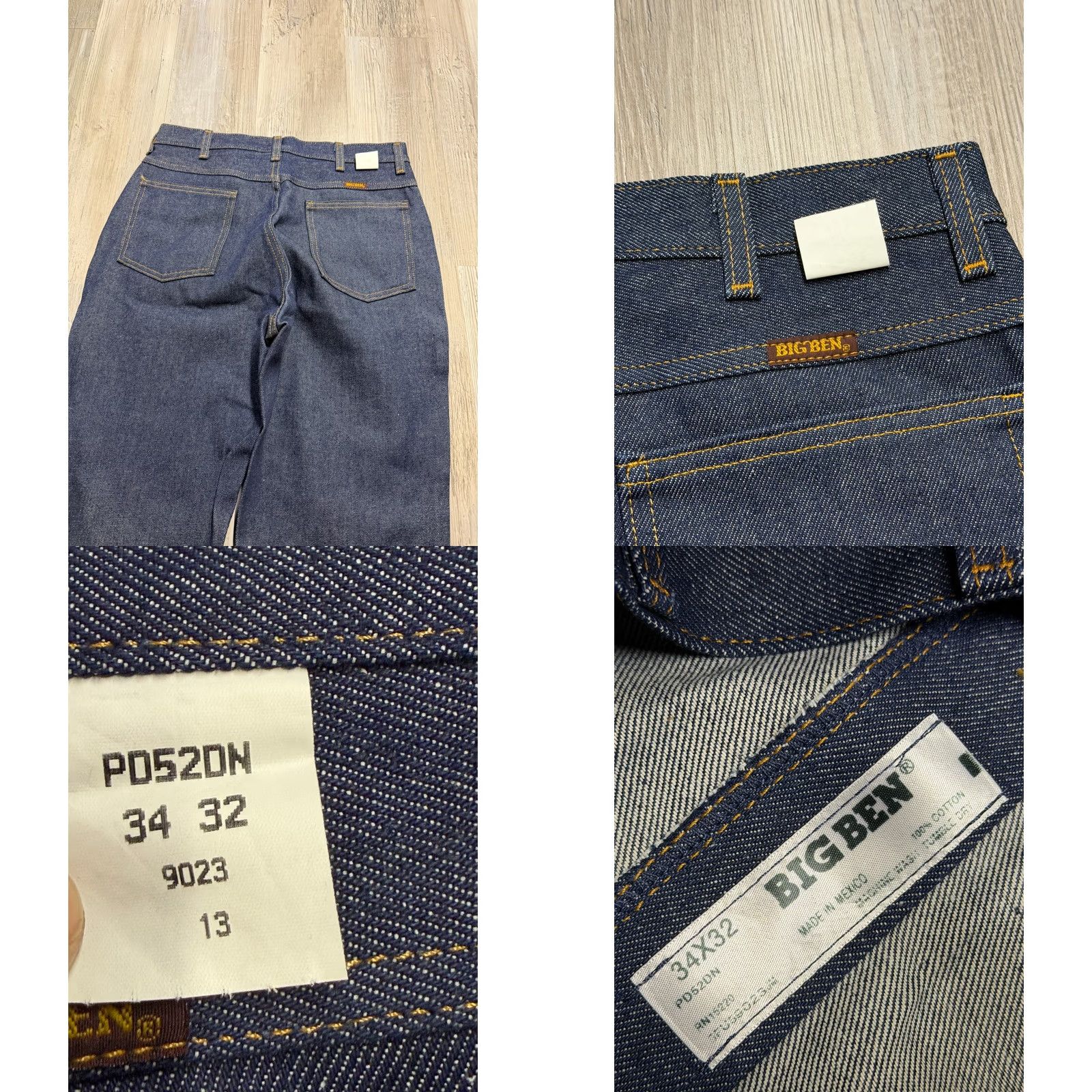 Denime VINTAGE BIG BEN Raw Denim Jeans Dark Indigo Workwear 34x32 NWT NOS Mens Size US 34 / EU 50 - 8 Thumbnail