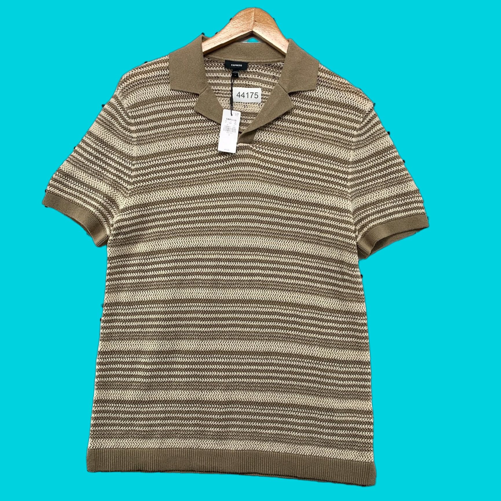 Express VINTAGE Express Polo Shirt Mens Small Beige Striped Short Sleeve 74$ Navy Mens Size US S / EU 44-46 / 1 - 1 Thumbnail