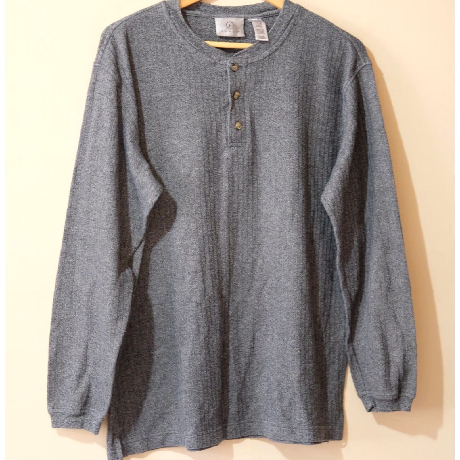 Farah Farah Henley Shirt Gray Long Sleeve Ribbed Knit Casual Mens M Size US M / EU 48-50 / 2 - 2 Thumbnail