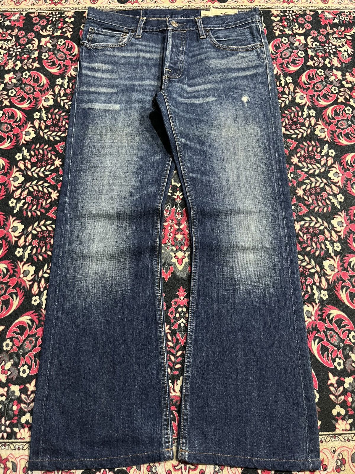Hollister × Midwest Kids Hollister Boomer Low Rise Slim Bootcut Dark Blue Flare Jeans Size US 32 / EU 48 - 1 Thumbnail