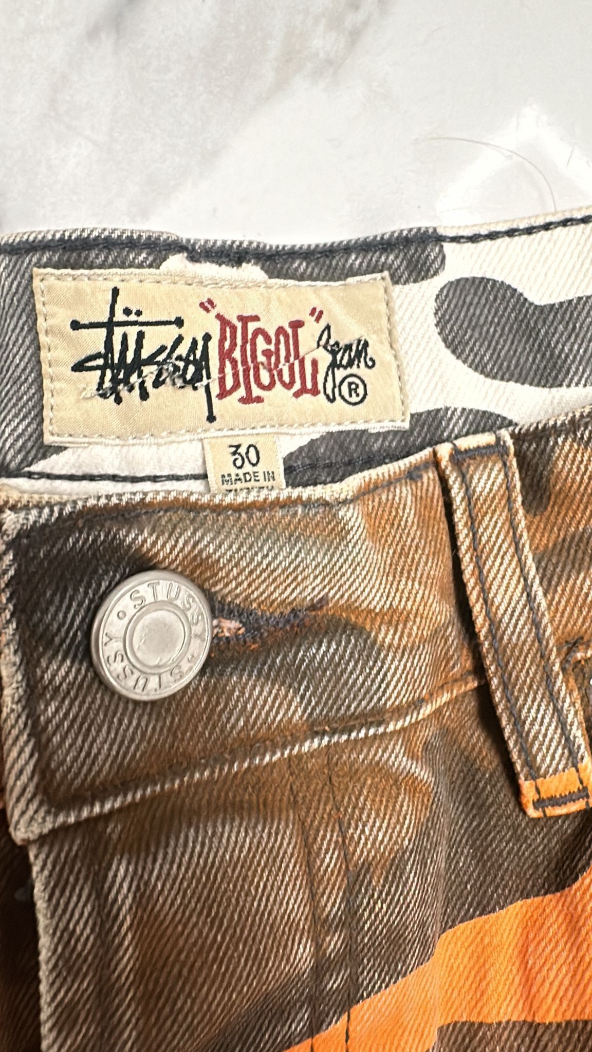 Stussy Stussy Dye Big Ol Spray Jeans Orange Camo Size 30 Size US 30 / EU 46 - 7 Thumbnail