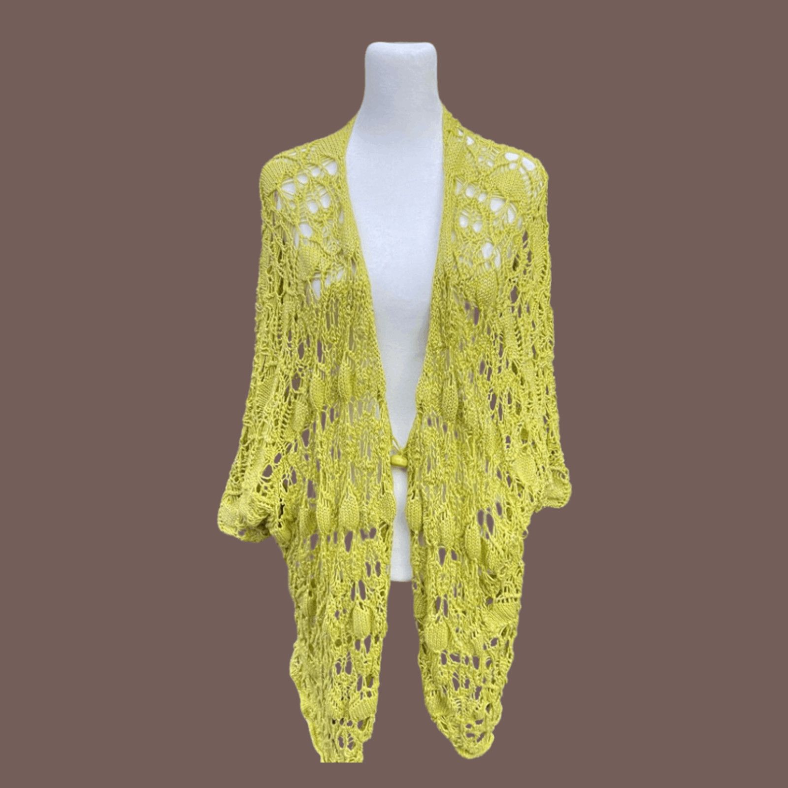 Betsey Johnson VTG Crochet Cardigan | Betsey Apple Green | Y2K Spritecore Size M / US 6-8 / IT 42-44 - 1 Thumbnail