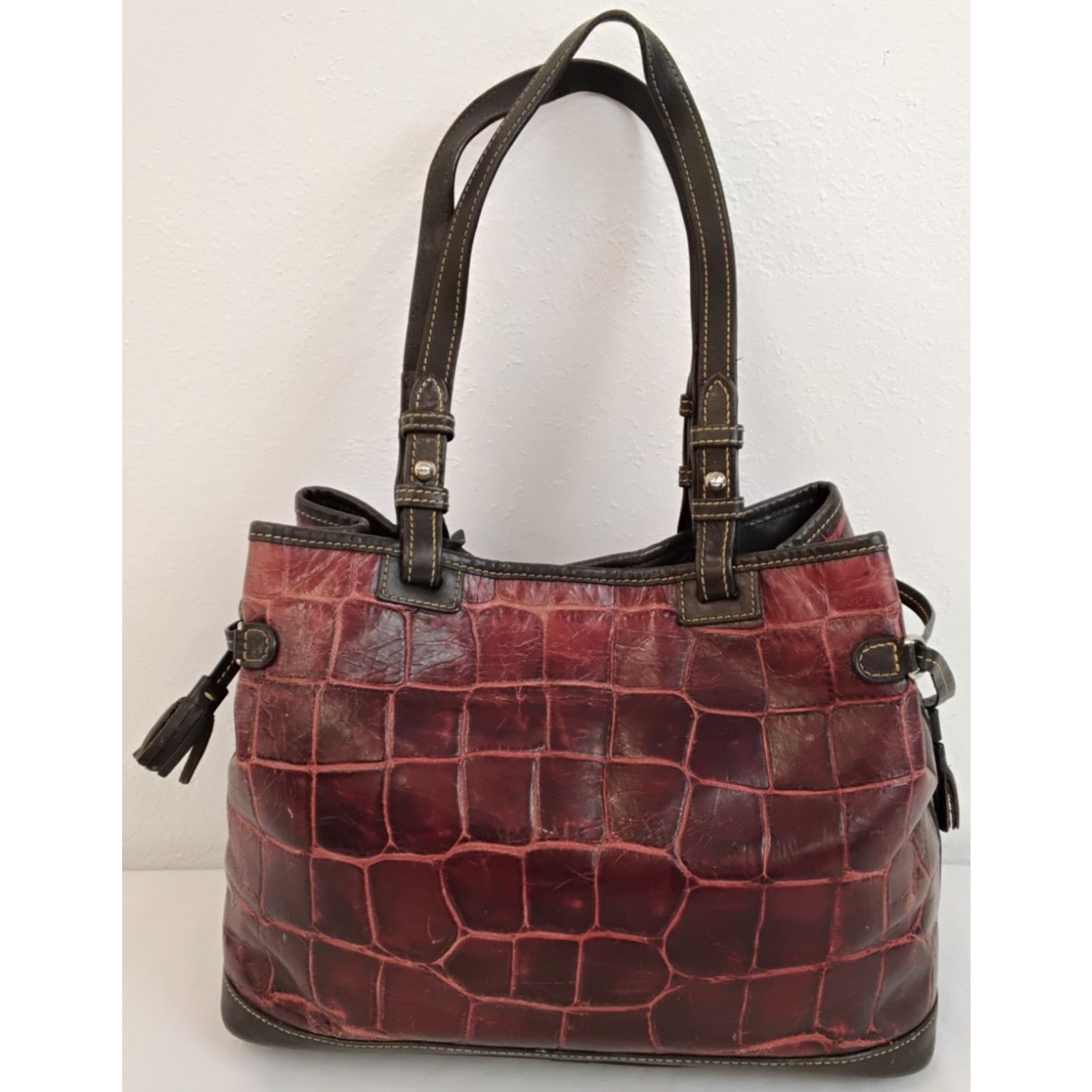 Dooney & Bourke Dooney & Bourke Handbag Red Croc Embossed Leather VTG Size ONE SIZE - 5 Thumbnail