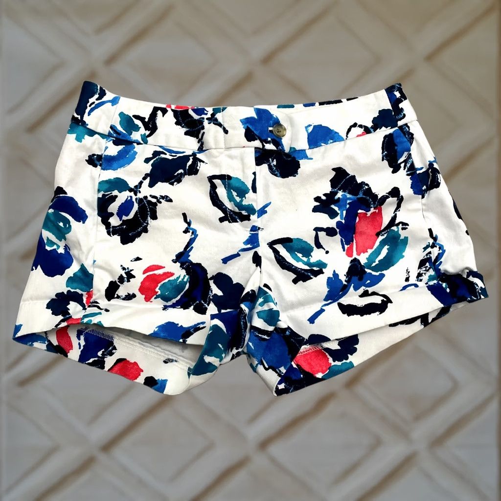 J.Crew J.CREW Womens Shorts 00 White Floral Casual Mid Rise Cotton Stretch Bermuda 3" Size 24" / US 00 / IT 34 - 1 Thumbnail