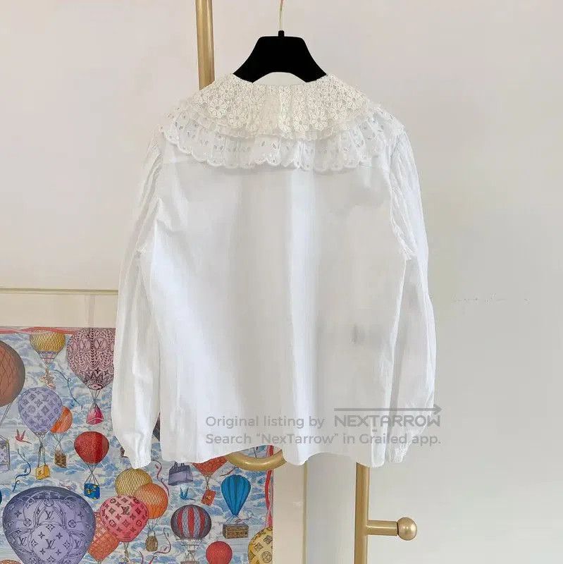 Miu Miu Miu Miu White Long Sleeve Cotton Shirt . Size M / US 6-8 / IT 42-44 - 1 Thumbnail