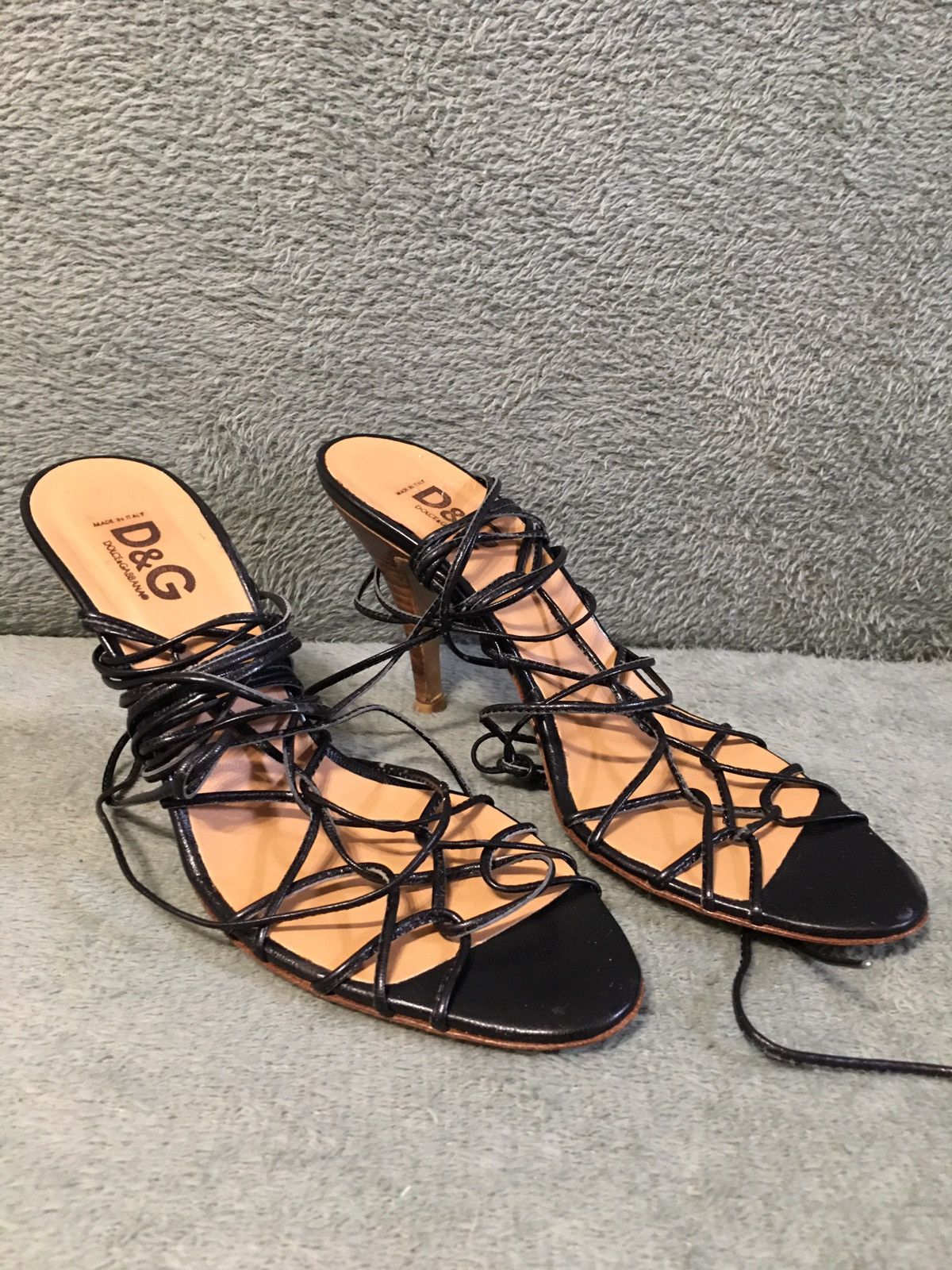 Dolce & Gabbana Dolce & Gabbana Black Leather Gladiator Strap Heels EU38 Size US 8 / IT 38 - 2 Thumbnail