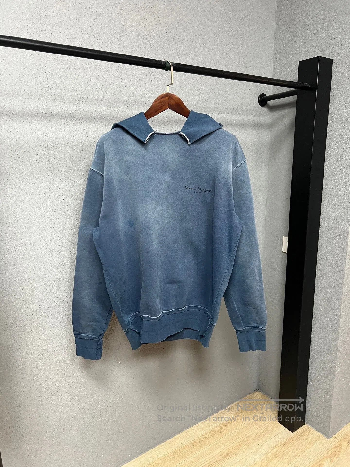 Maison Margiela maison margiela blue distressed hoodie. Size US S / EU 44-46 / 1 - 1 Thumbnail