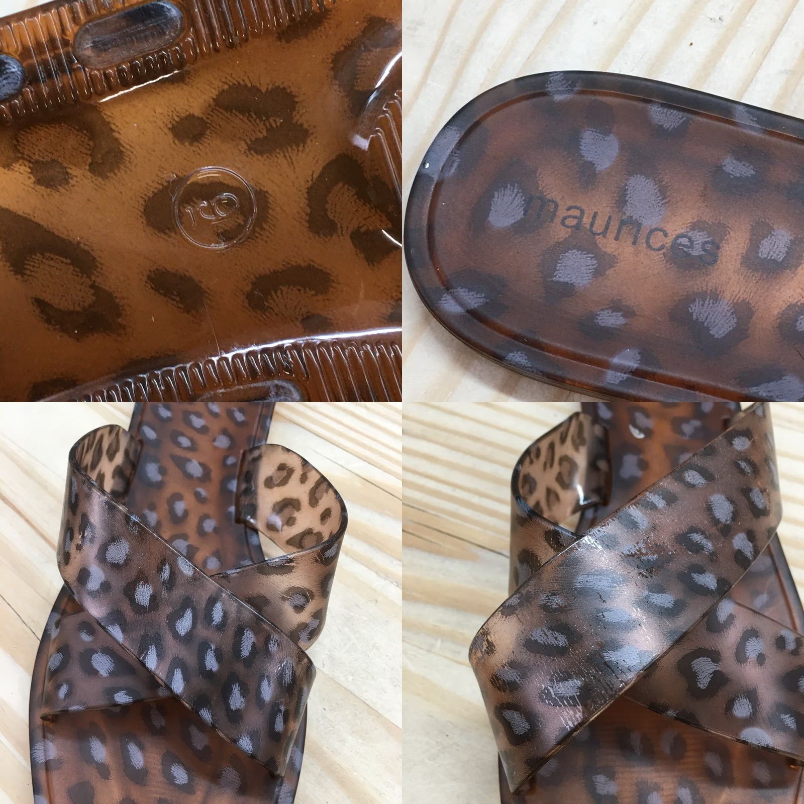 Vintage Maurices Sandals Womens 9 Flip Flop Slides Brown Open Toe Leopard Print Jelly Shoes Size US 9 / IT 39 - 9 Thumbnail