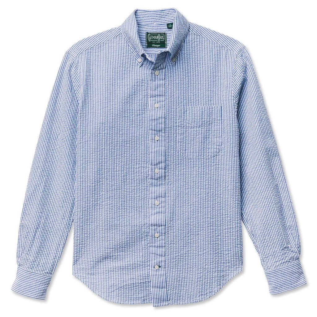 Gitman Bros. Vintage Gitman Bros Vintagr Blue Stripe Seersucker Shirt XXL Size US XXL / EU 58 / 5 - 1 Thumbnail