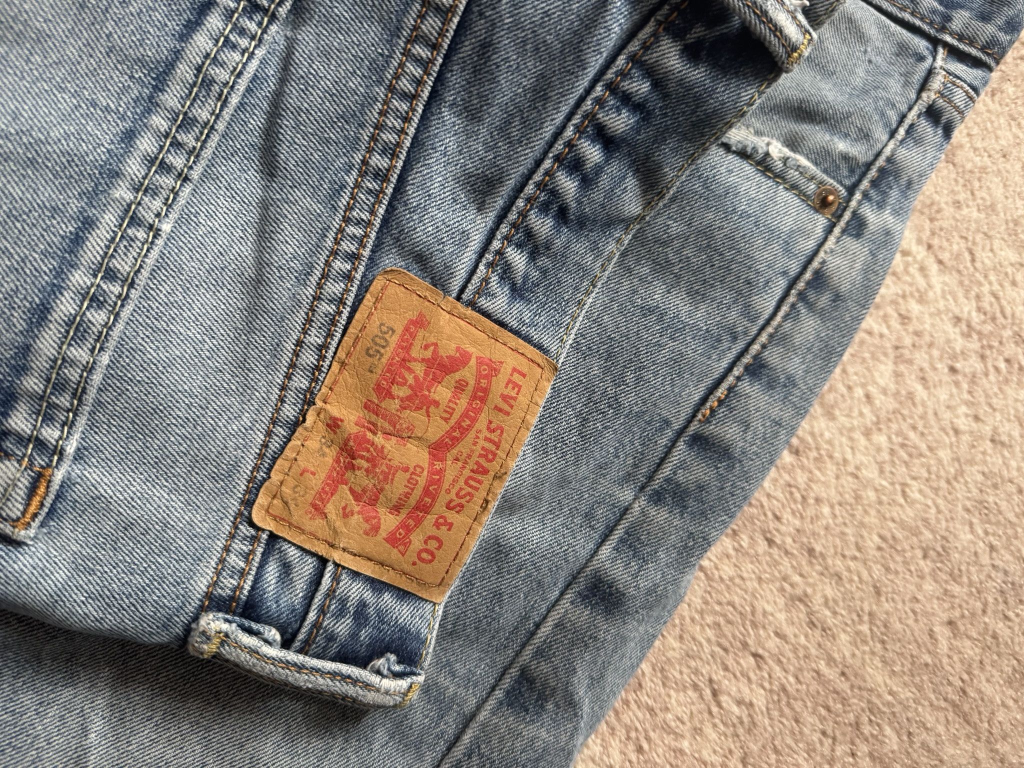 Levi's Levis 505 flared denim pants jeans y2k baby blue distressed Size US 34 / EU 50 - 6 Thumbnail