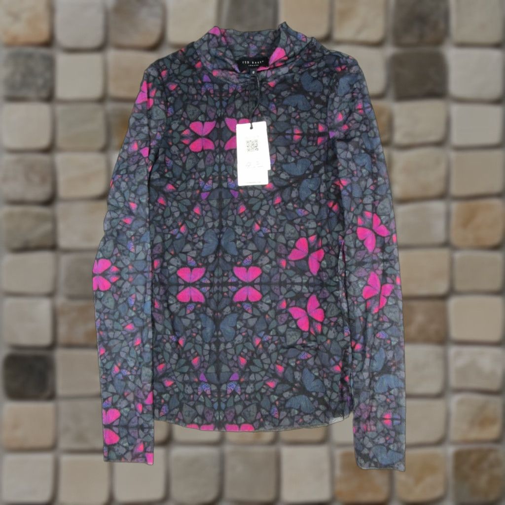 Ted Baker Ted Baker Shirt Womens 0 Xxs Black Purple Butterfly Heiydii Blouse New Size XXS / US 00 / IT 34 - 1 Thumbnail
