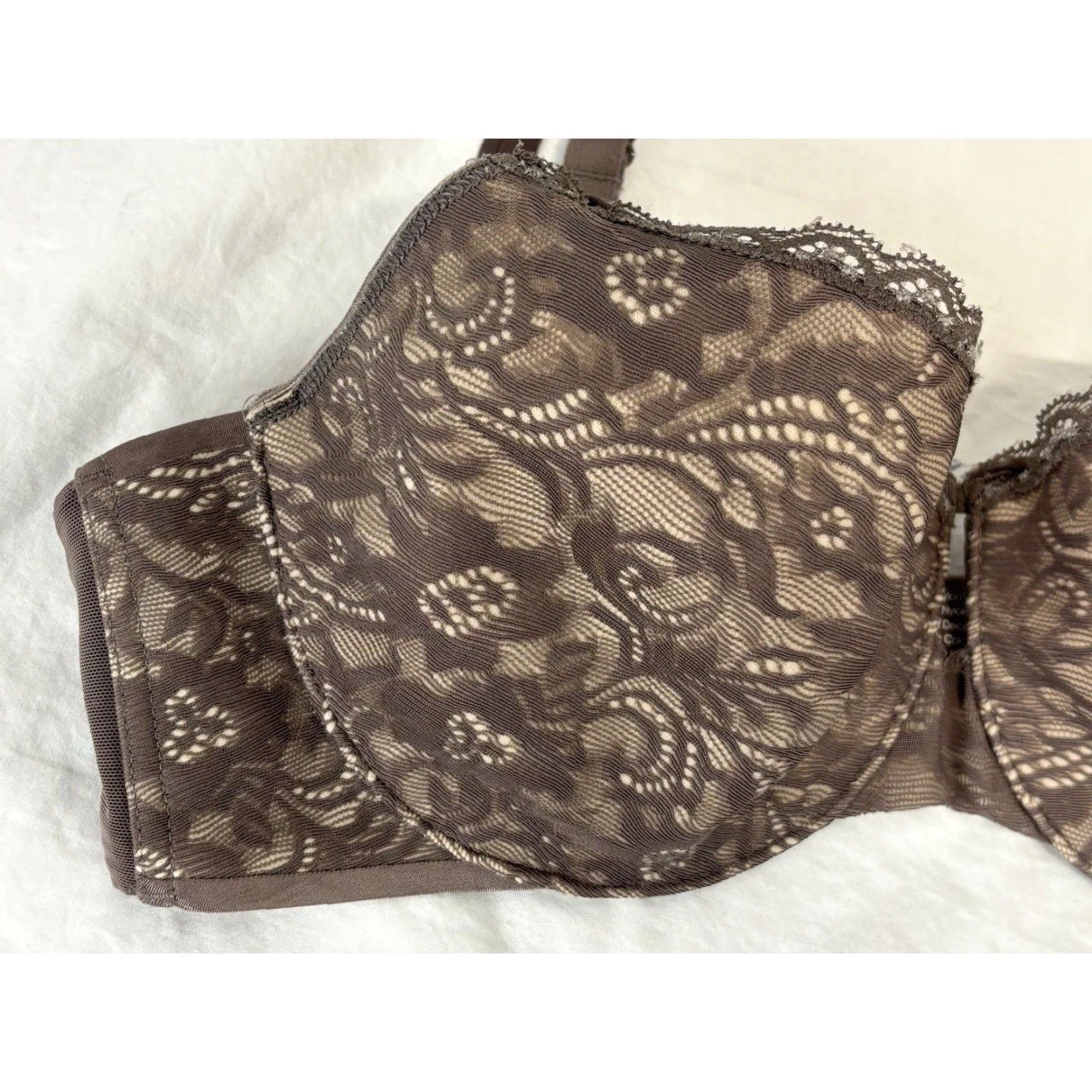Vintage Soma Lightest Lift Plunge Bra 34C Womens Lace Overlay Brown Floral Size ONE SIZE - 2 Thumbnail