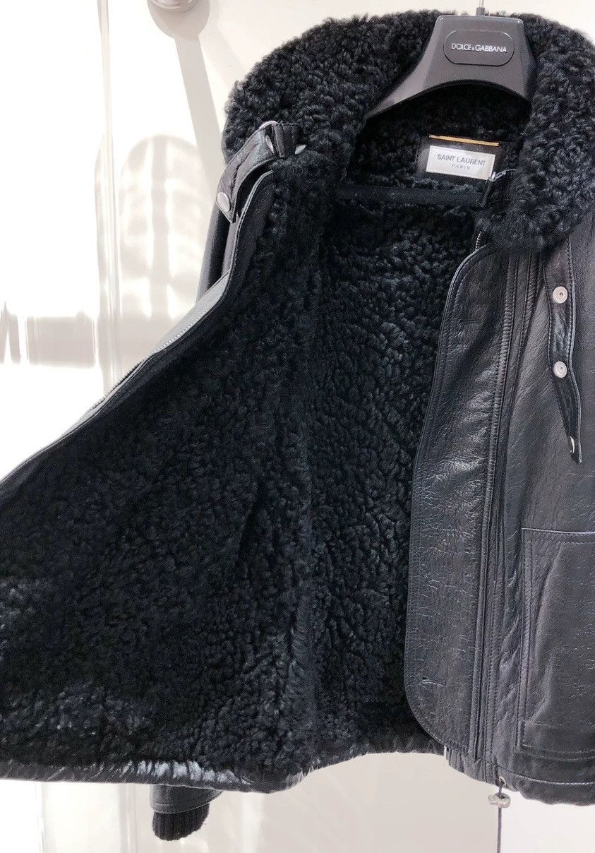 Saint Laurent Paris × Yves Saint Laurent Saint Laurent fur integrated pilot jacket c 2408-Nextarrow Size M / US 6-8 / IT 42-44 - 3 Thumbnail