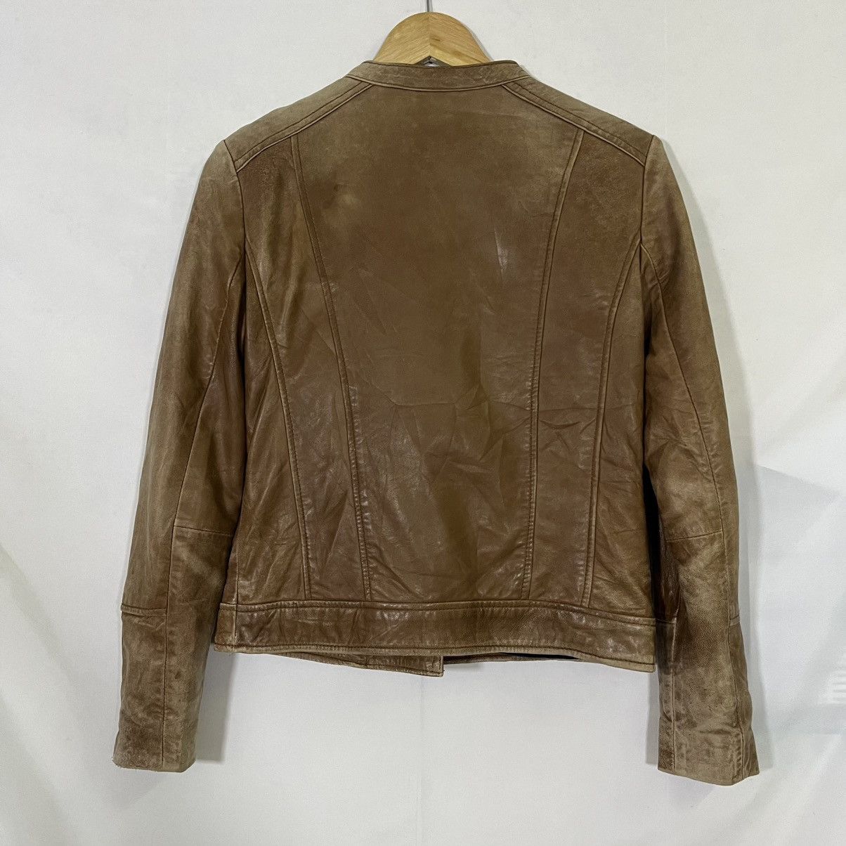 If Six Was Nine MANGO SHEEP GENUINE LEATHER DOUBLE COLLAR BIKER JACKET Size S / US 4 / IT 40 - 10 Thumbnail