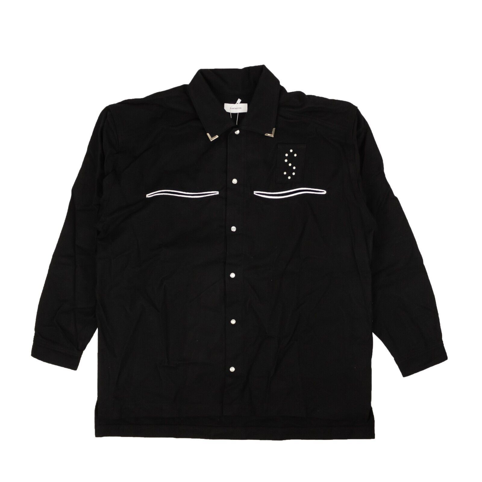 image of Saintwoods Black Cotton Star Flannel Button Up Shirt Size L, Men's