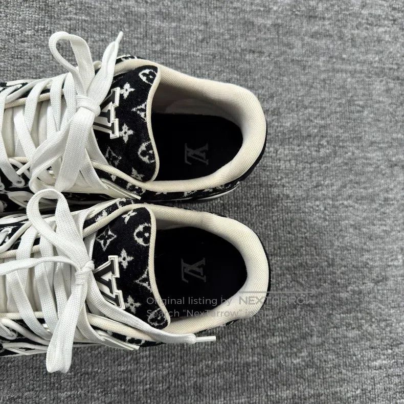 Louis Vuitton Louis Vuitton Trainer flocked black and white full-print c Size US 8.5 / EU 41-42 - 6 Thumbnail