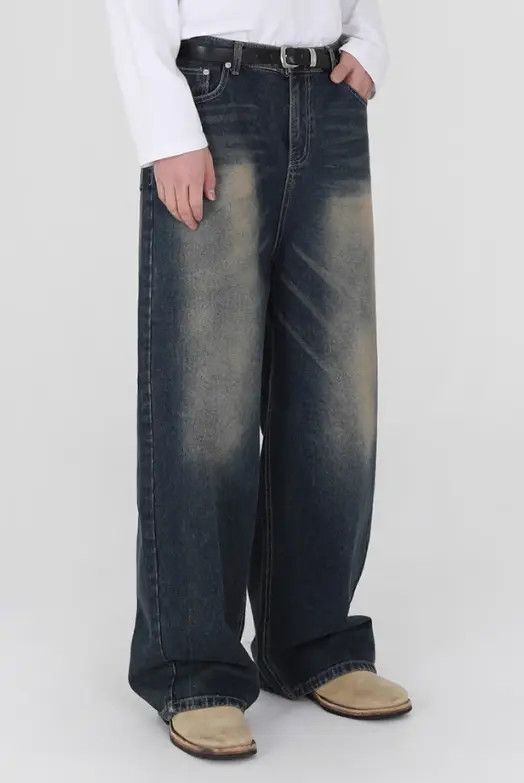 Japanese Brand Hamada x Endo Men's retro washed distressed straight jeans Size US 32 / EU 48 - 4 Thumbnail