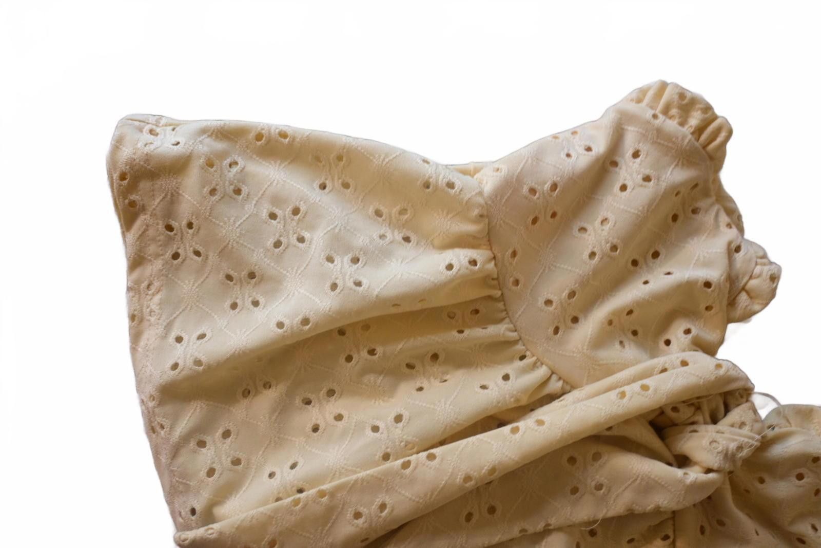 Shein SHEIN Beige Eyelet Cotton Baby Dress w Ruffle Sleeves Small Size S / US 4 / IT 40 - 3 Thumbnail