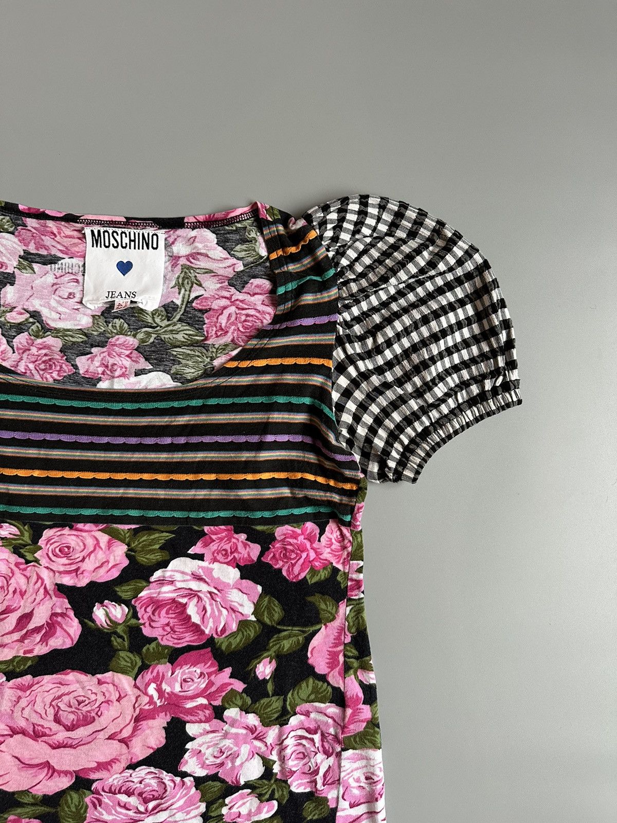 Moschino 90s Moschino Jeans Bohemian Floral Striped Check Top Size 42 Size M / US 6-8 / IT 42-44 - 4 Thumbnail