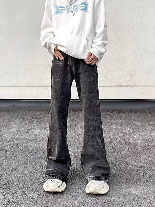 Vintage washed corrugated bootcut jeans