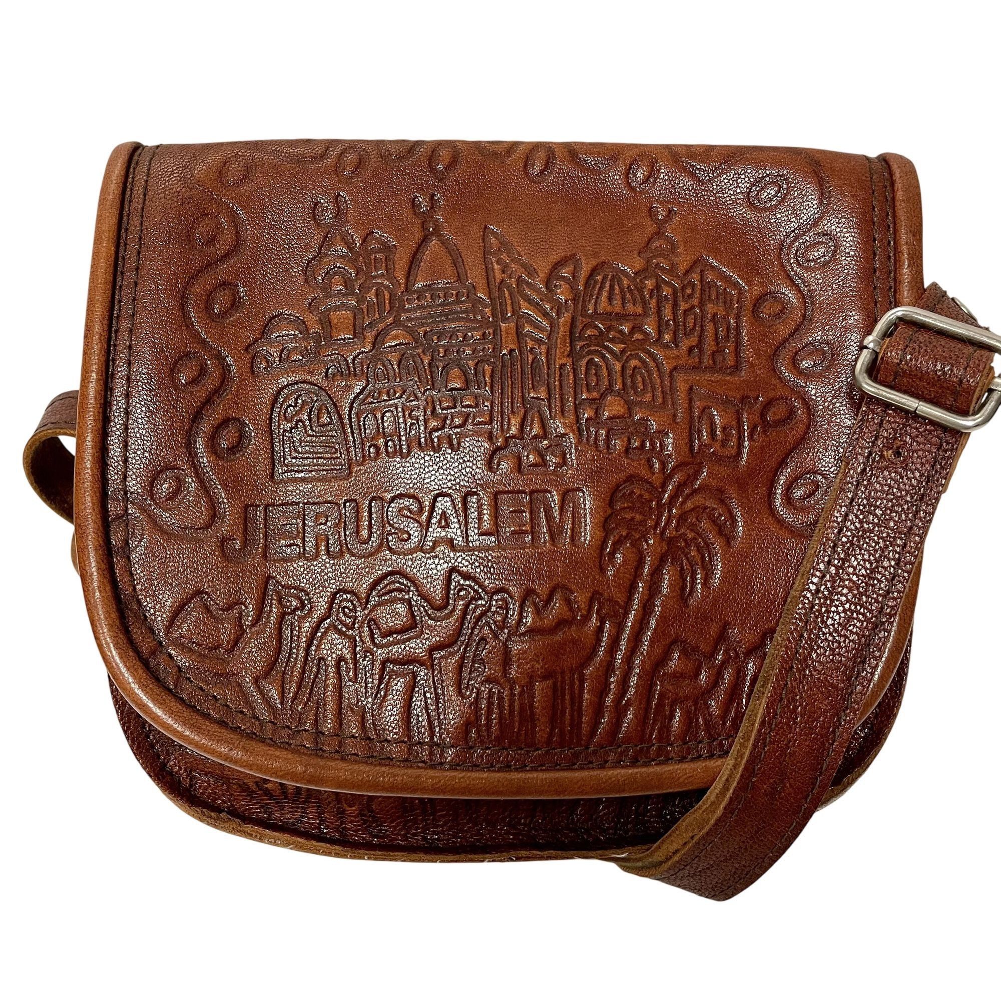 Other Vtg Israel Leather Hand Bag TOOLED City of JERUSALEM Purse Size ONE SIZE - 1 Thumbnail