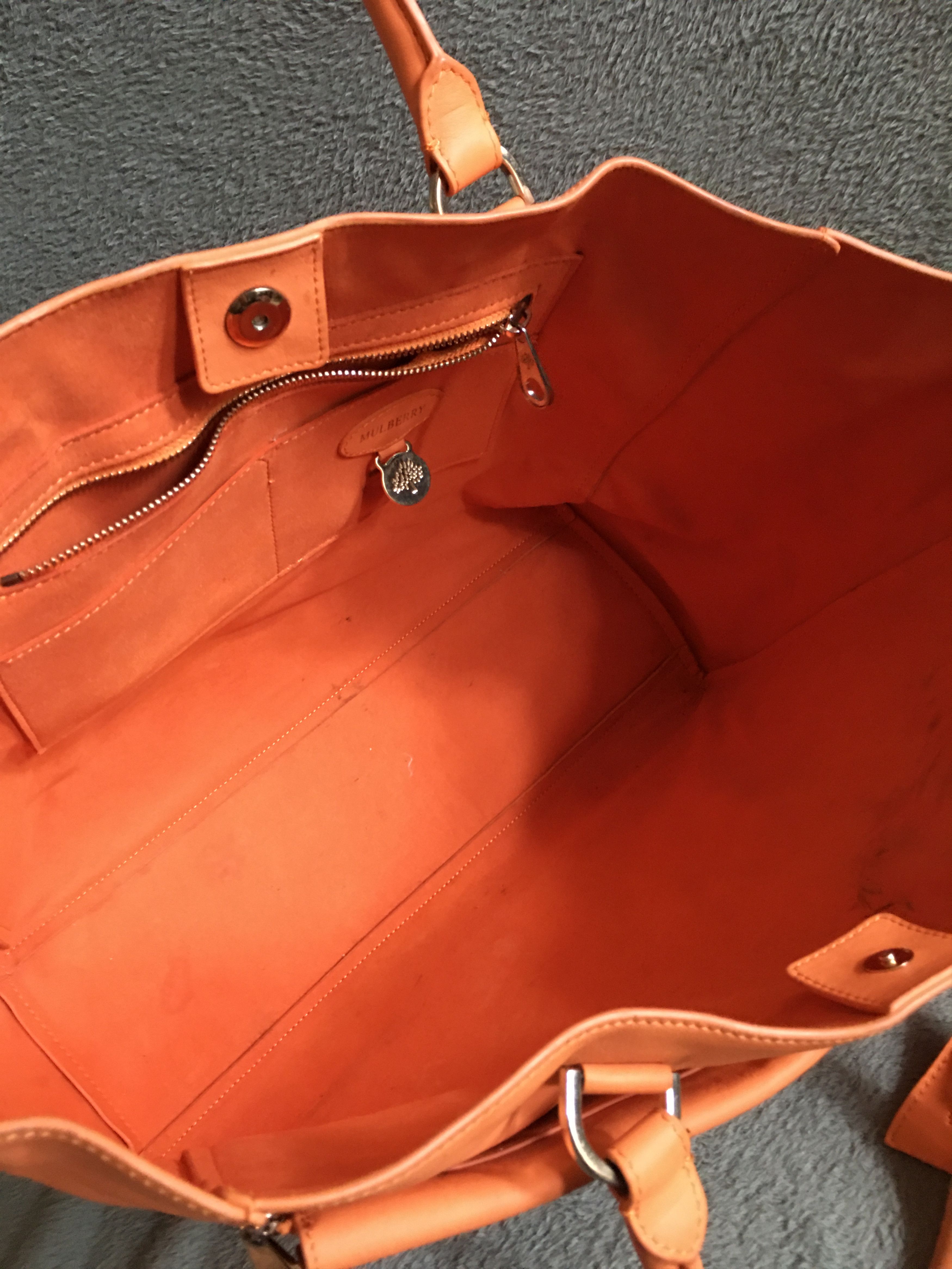 Mulberry Mulberry Willow Leather Tote Bag Orange Handbag Size ONE SIZE - 19 Thumbnail